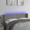 Cabecero con LED de terciopelo gris claro 147x16x78/88 cm