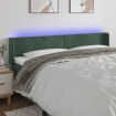 Cabecero con LED de terciopelo verde oscuro 183x16x78/88 cm