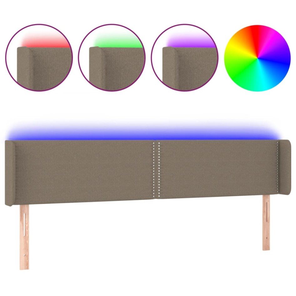 Cabecero con LED de tela gris taupe 203x16x78/88