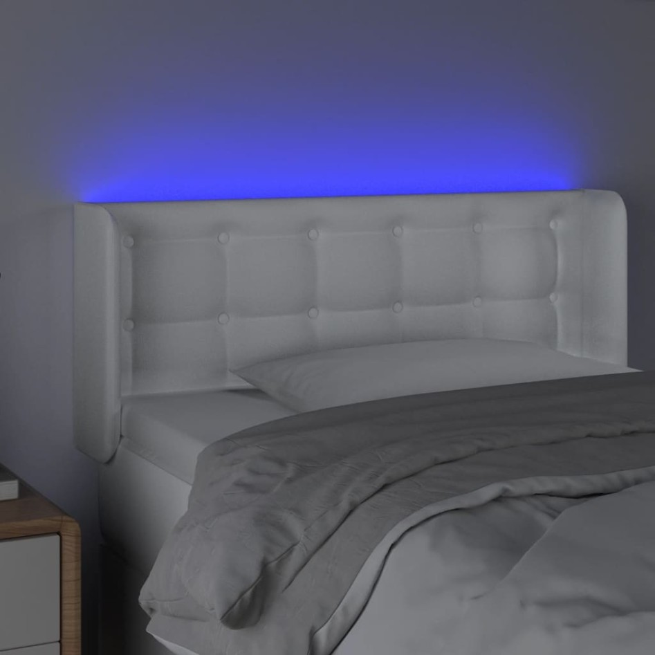 Cabecero con LED cuero sintético blanco 103x16x78/88