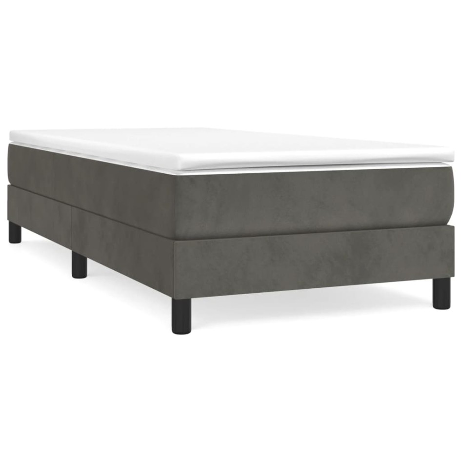 Estructura de cama sin colchón terciopelo gris oscuro 90x190