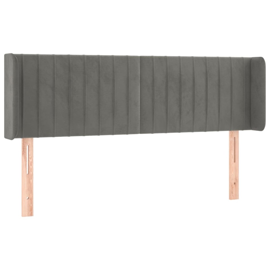 Cabecero con LED de terciopelo gris claro 147x16x78/88