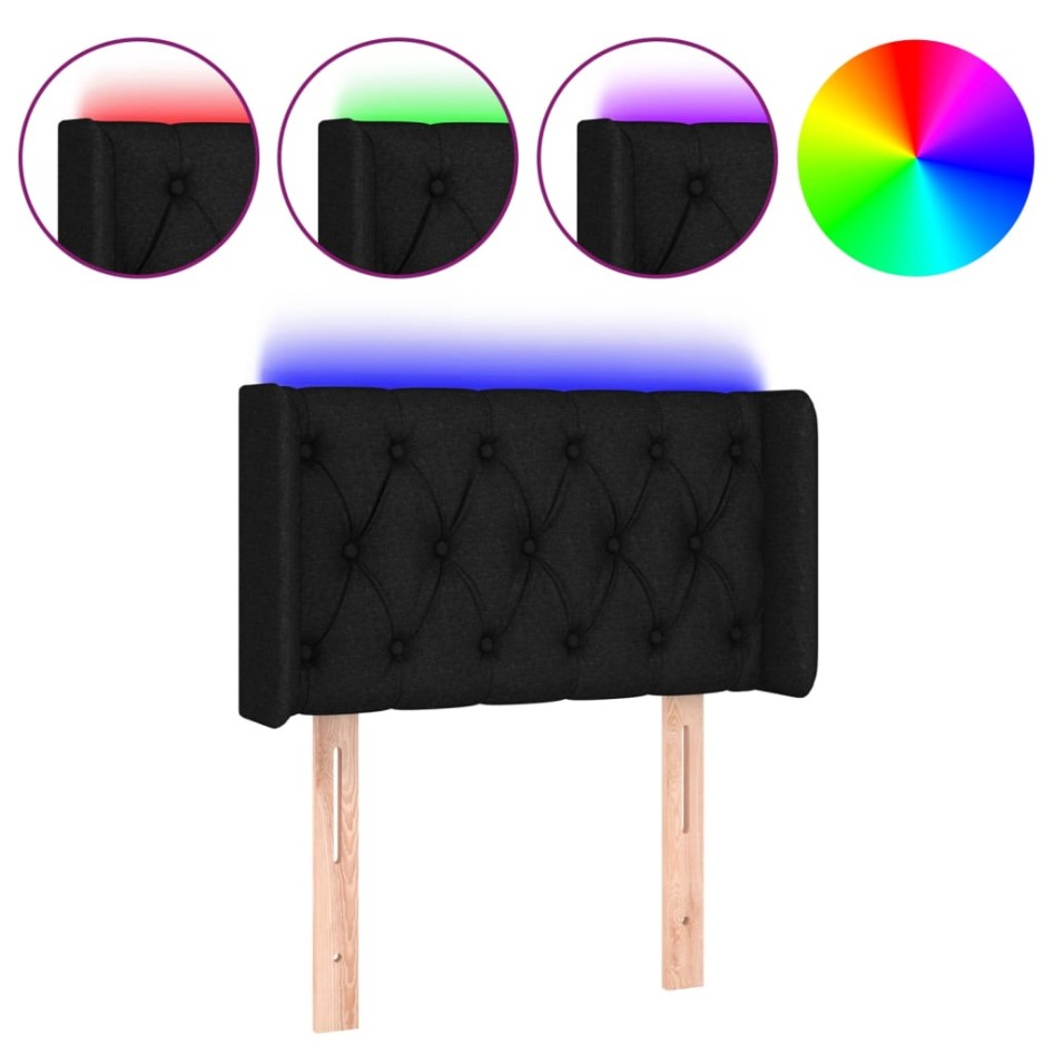 Cabecero con LED de tela negro 83x16x78/88