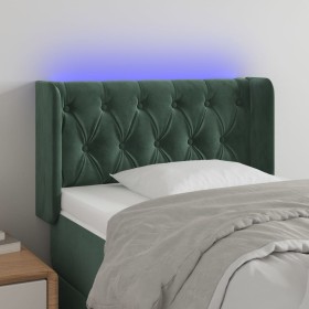 Cabecero con LED de terciopelo verde oscuro 83x16x78/88