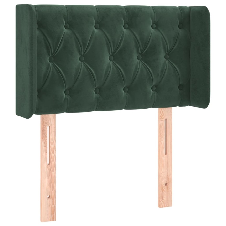 Cabecero con LED de terciopelo verde oscuro 83x16x78/88