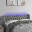 Cabecero con LED de terciopelo gris claro 163x16x78/88 cm