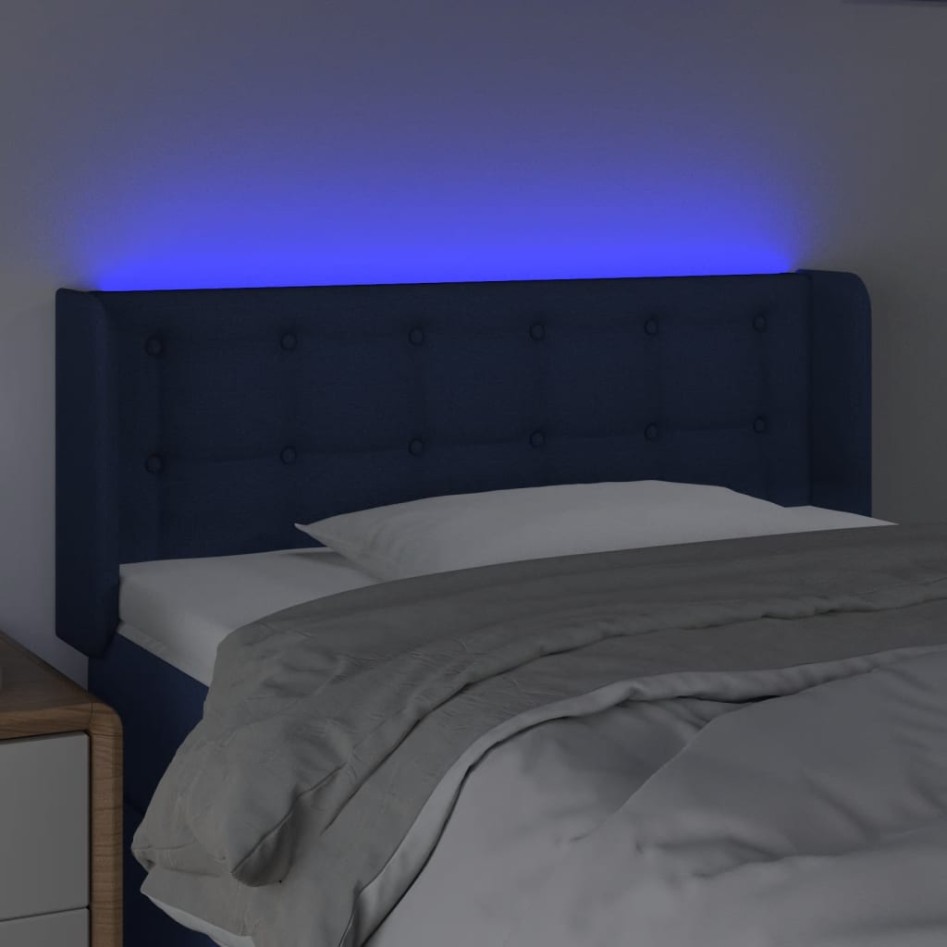 Cabecero con LED de tela azul 93x16x78/88