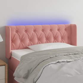 Cabecero con LED de terciopelo rosa 103x16x78/88