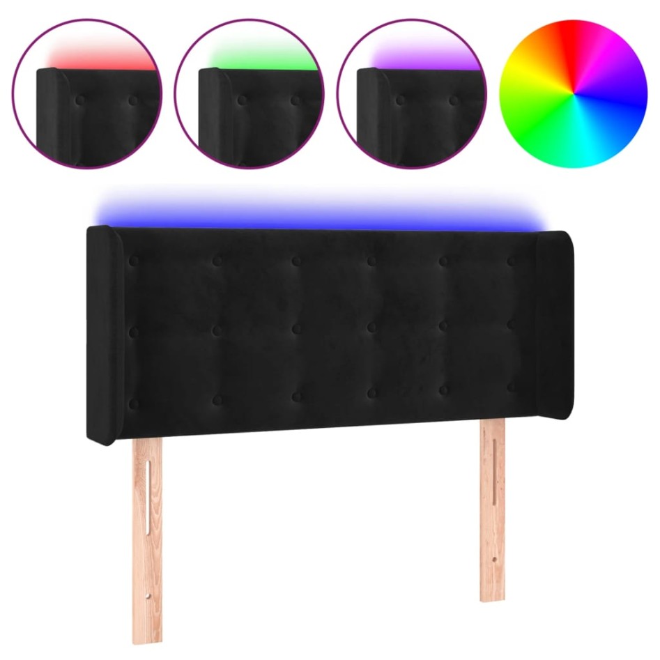 Cabecero con LED de terciopelo negro 83x16x78/88