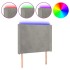 Cabecero con LED de terciopelo gris claro 93x16x118/128