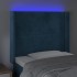 Cabecero con LED de terciopelo azul oscuro 93x16x118/128