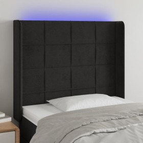 Cabecero con LED de terciopelo negro 83x16x118/128