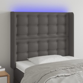 Cabecero con LED cuero sintético gris