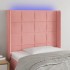 Cabecero con LED de terciopelo rosa 93x16x118/128