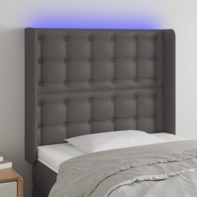 Cabecero con LED cuero sintético gris