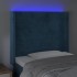 Cabecero con LED de terciopelo azul oscuro 103x16x118/128