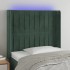 Cabecero con LED de terciopelo verde oscuro 93x16x118/128
