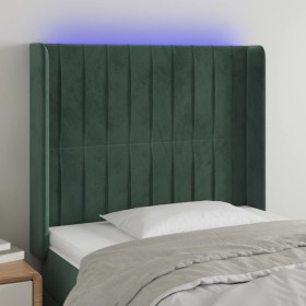 Cabecero con LED de terciopelo verde oscuro 93x16x118/128