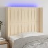 Cabecero con LED de tela color crema 103x16x118/128