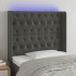 Cabecero con LED de terciopelo gris oscuro 93x16x118/128
