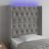 Cabecero con LED de terciopelo gris claro 83x16x118/128
