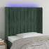 Cabecero con LED de terciopelo verde oscuro 83x16x118/128