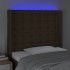 Cabecero con LED de tela marrón oscuro 103x16x118/128