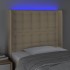 Cabecero con LED de tela color crema 83x16x118/128