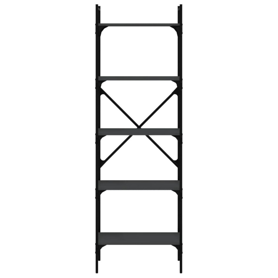 Librería de 5 estantes madera de ingeniería negro
