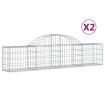 Cestas de gaviones 2 uds forma de arco hierro 200x30x40/60 cm