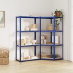 Estanterías 4 niveles 2 uds acero y madera contrachapada azul