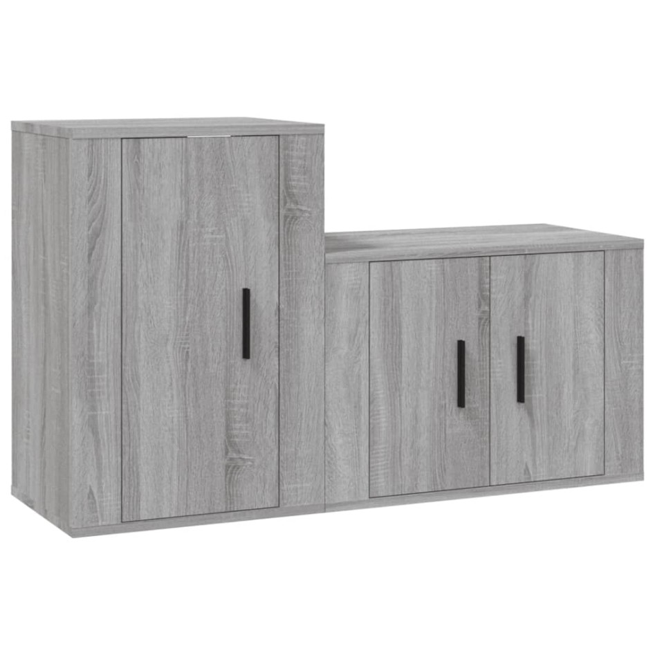 Set de muebles para TV 2 pzas madera contrachapada gris