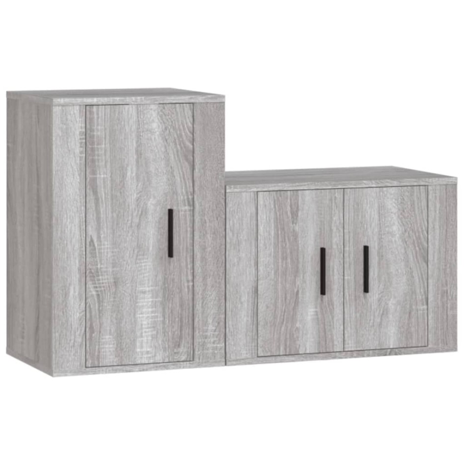Set de muebles para TV 2 pzas madera contrachapada gris