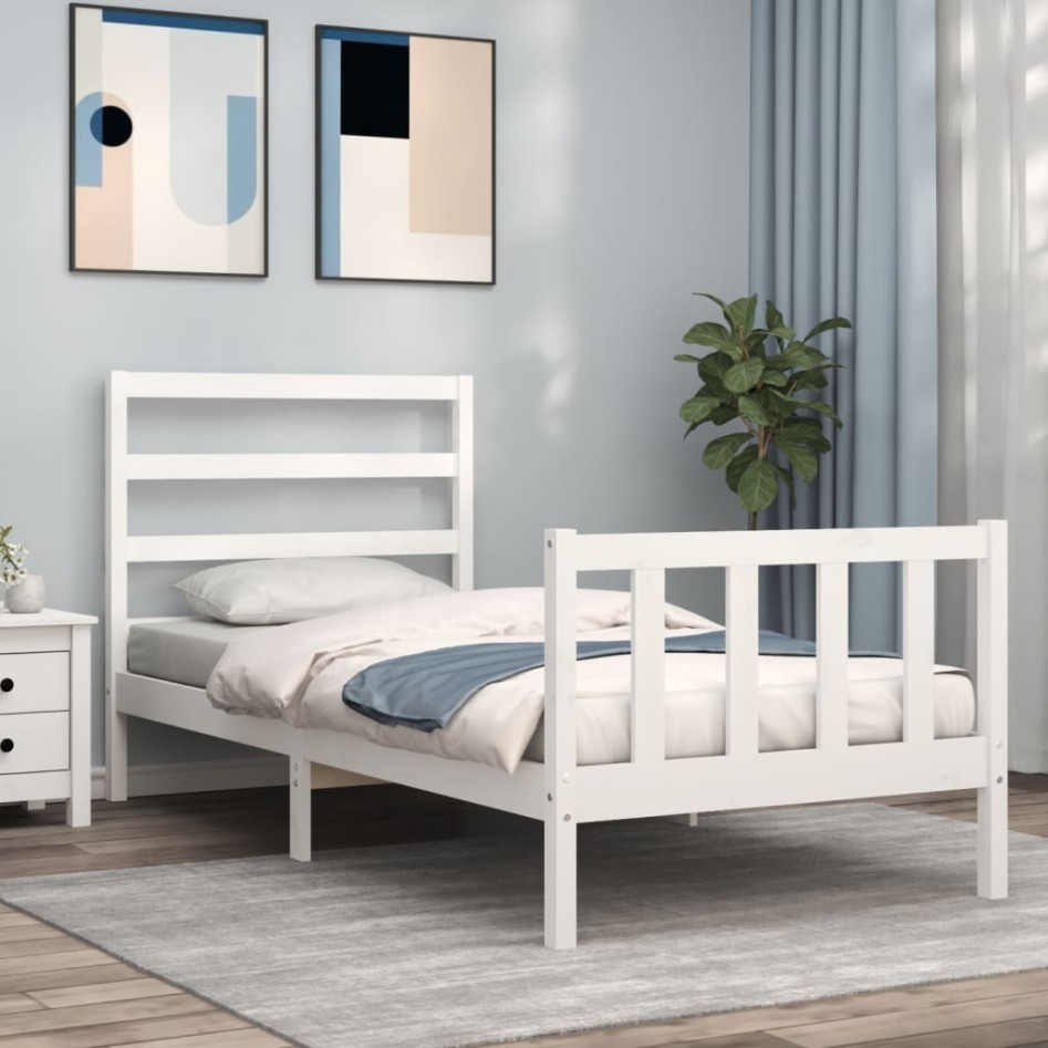 Estructura de cama sin colchón madera maciza blanca 90x190