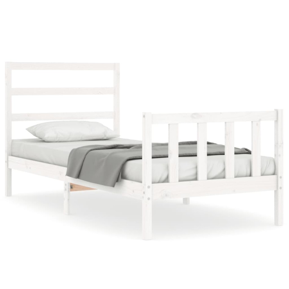 Estructura de cama sin colchón madera maciza blanca 90x190