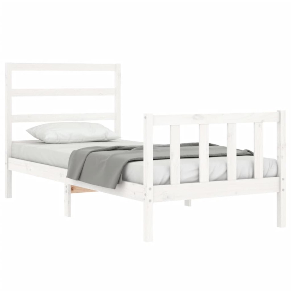 Estructura de cama sin colchón madera maciza blanca 90x190