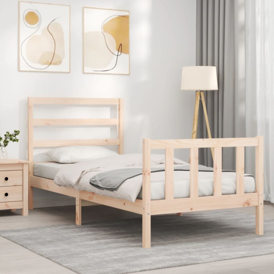 Estructura de cama sin colchón madera maciza de pino 90x200