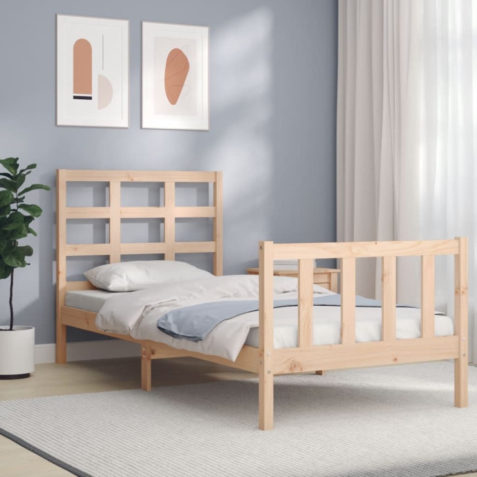 Estructura de cama sin colchón madera maciza de pino 90x200