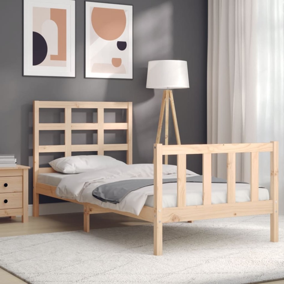 Estructura de cama sin colchón madera maciza de pino 90x200