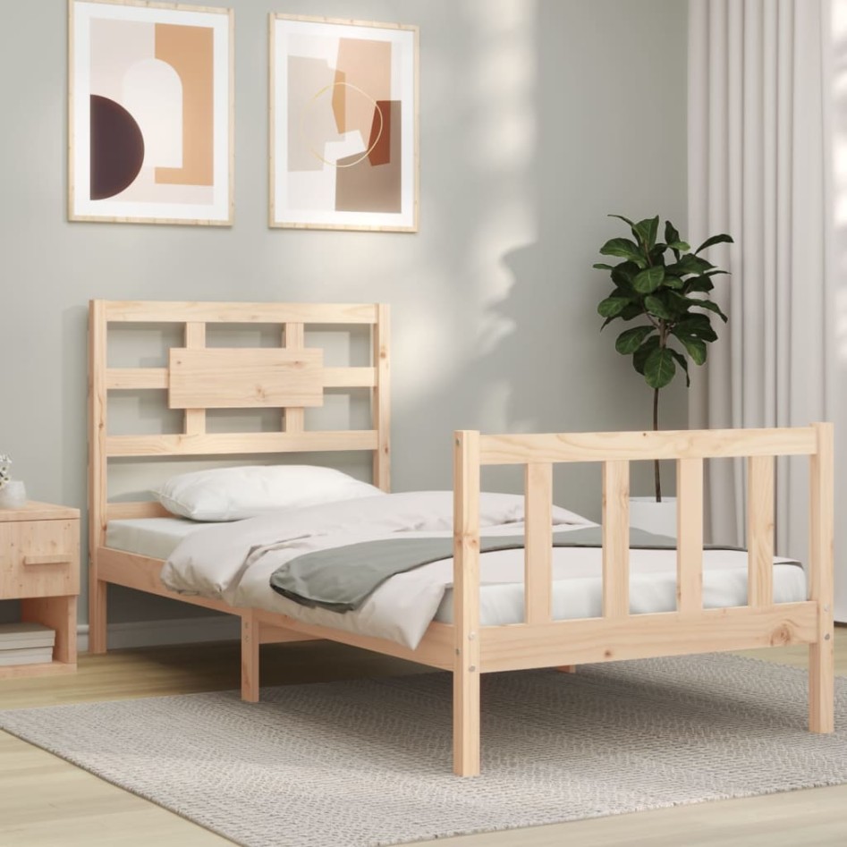 Estructura de cama sin colchón madera maciza de pino 90x200