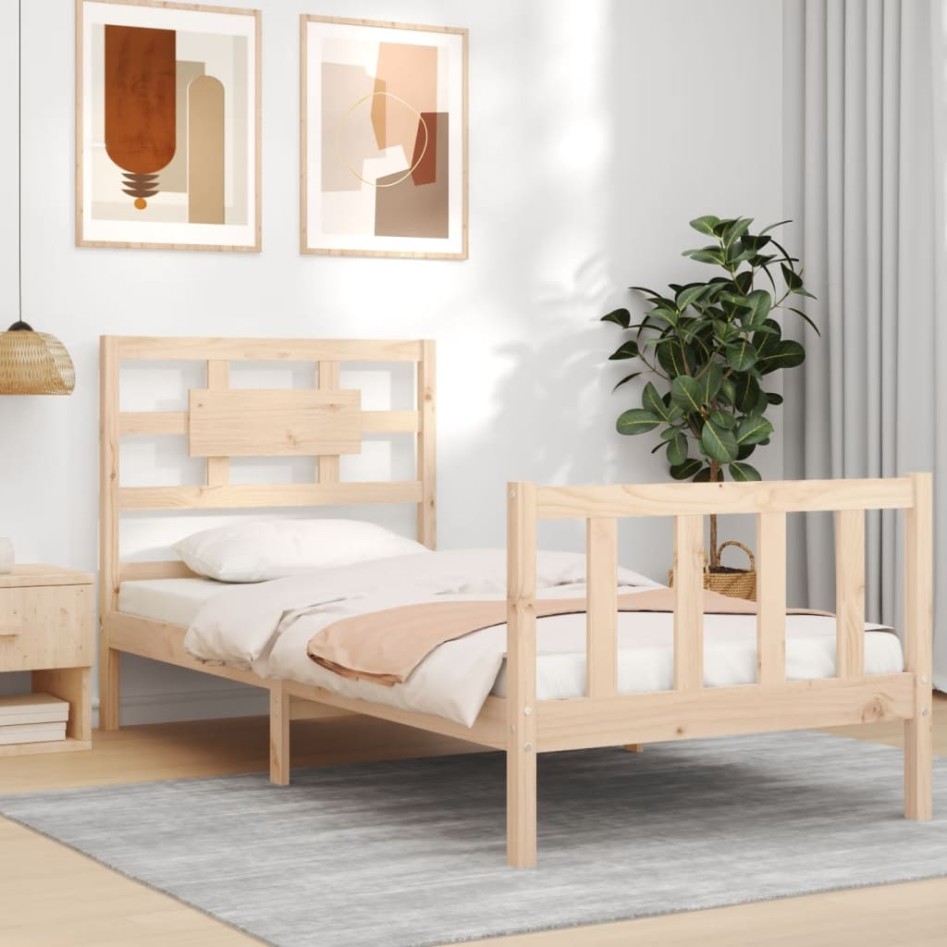 Estructura de cama sin colchón madera maciza de pino 90x200