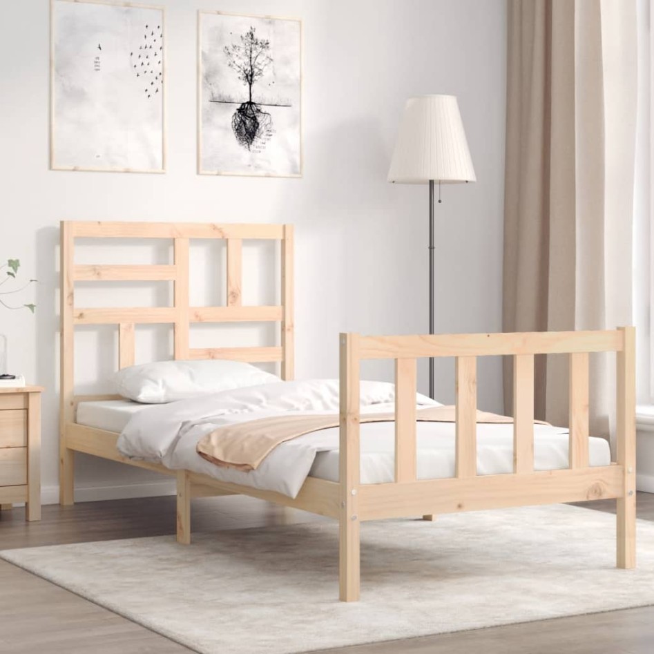 Estructura de cama sin colchón madera maciza de pino 90x200