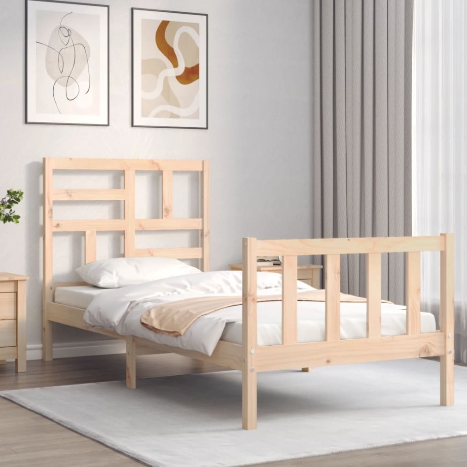 Estructura de cama sin colchón madera maciza de pino 90x200