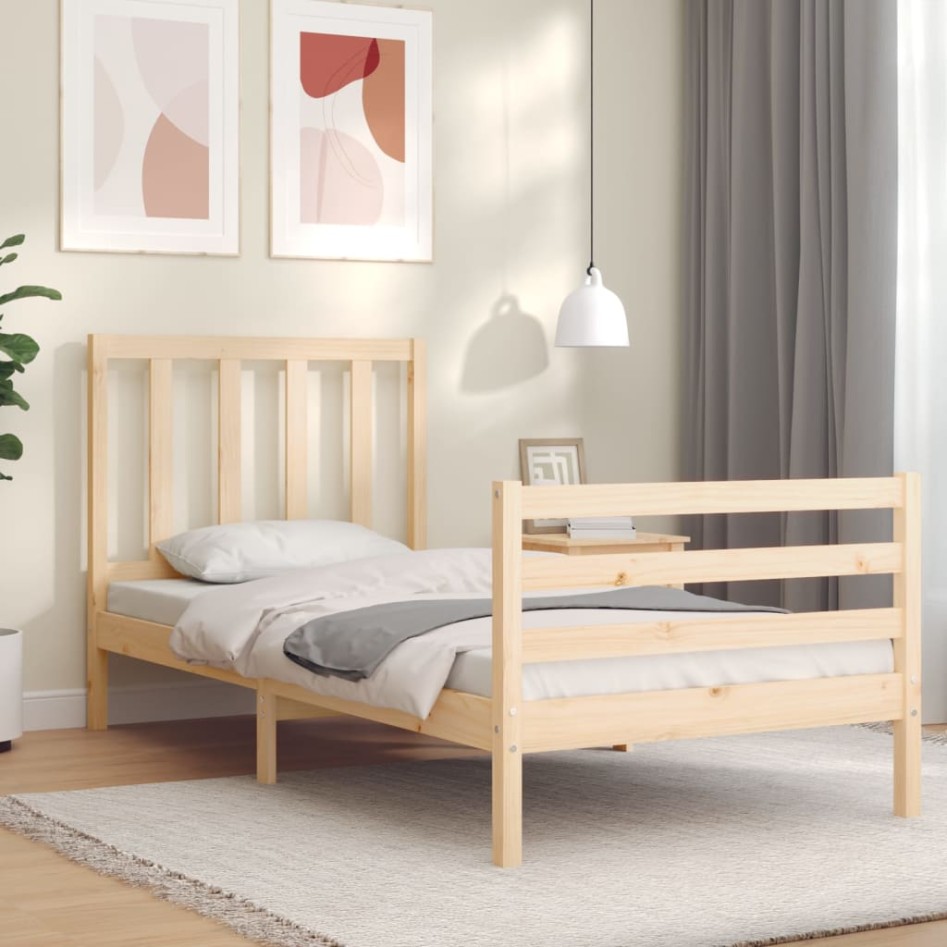 Estructura de cama con cabecero madera