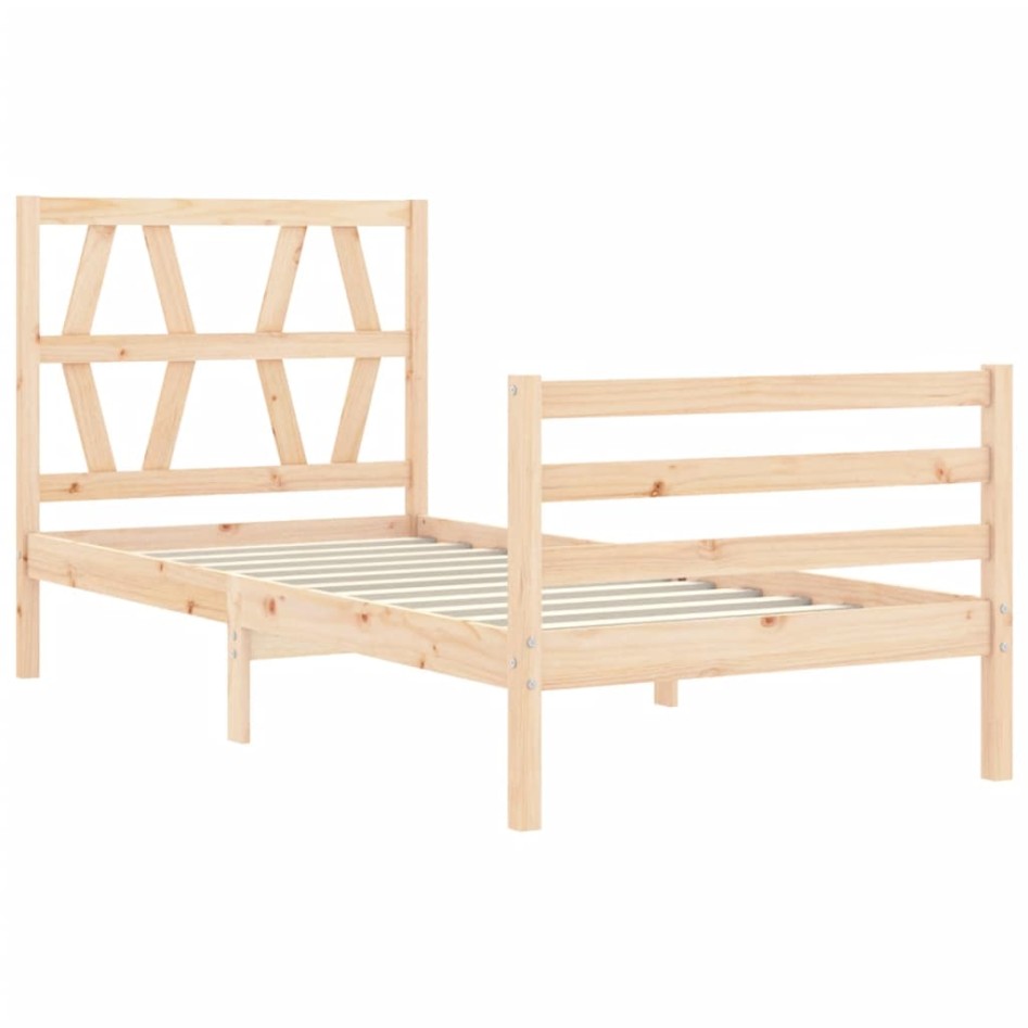 Estructura de cama con cabecero madera maciza 90x200