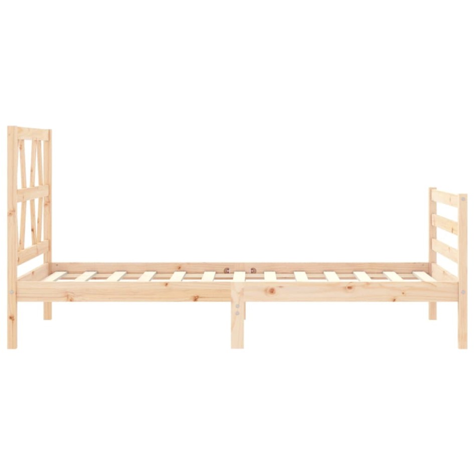 Estructura de cama con cabecero madera maciza 90x200