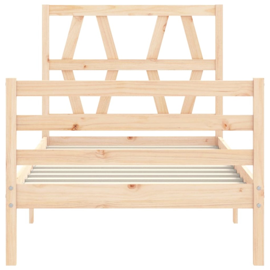 Estructura de cama con cabecero madera maciza 90x200