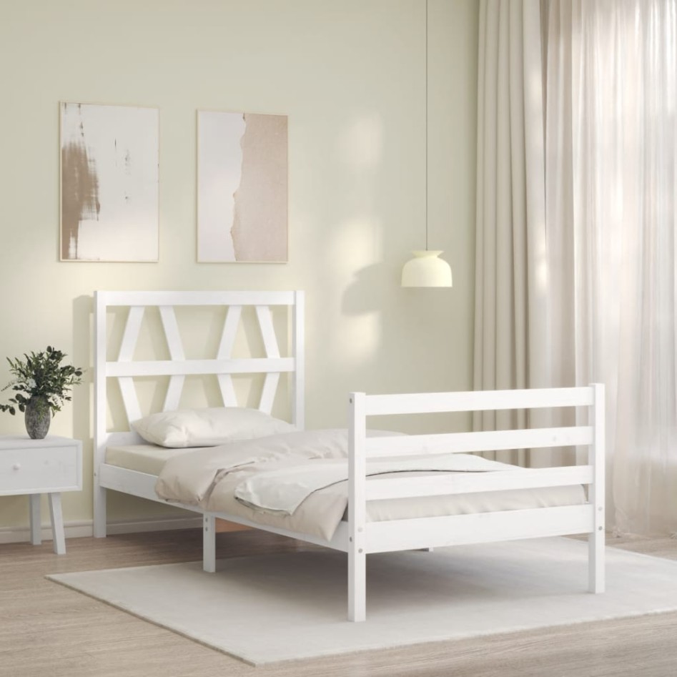 Estructura de cama con cabecero madera maciza