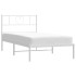 Estructura cama sin colchón con cabecero metal blanco