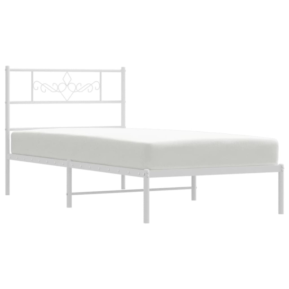 Estructura cama sin colchón con cabecero metal blanco 75x190